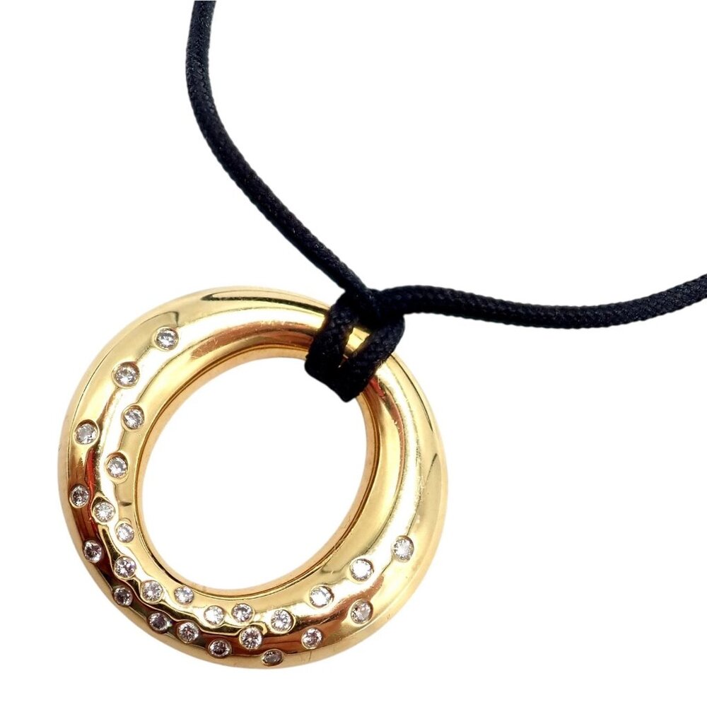 Authentic! Tiffany & Co 18k Yellow Gold Peretti 25mm Diamond Sevillana Necklace